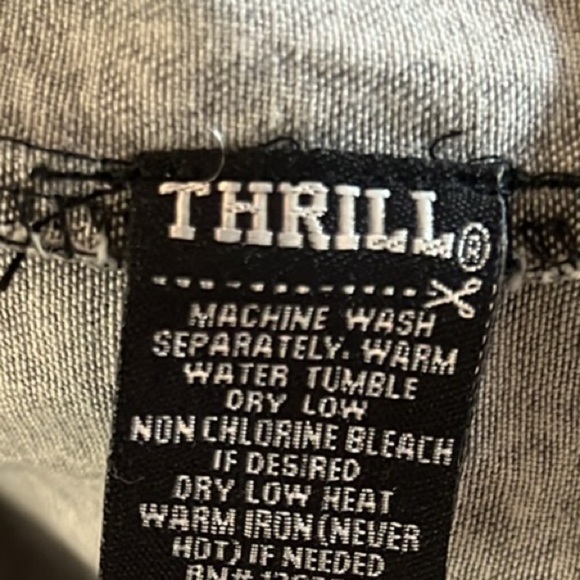 VTG THRILL,’90’s, Button-Up Denim Top, Destroyed Frayed Hem,Excellent Condition - Picture 5 of 13